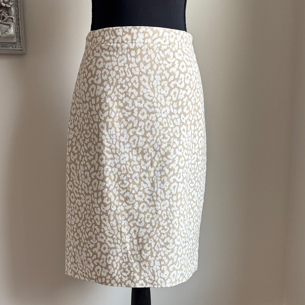 J. Crew Cream and Tan Leopard Print Pencil Skirt